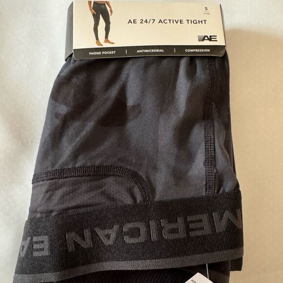 American Eagle Tights Mens Small Black Camo Baselayer - Picture 1 of 2